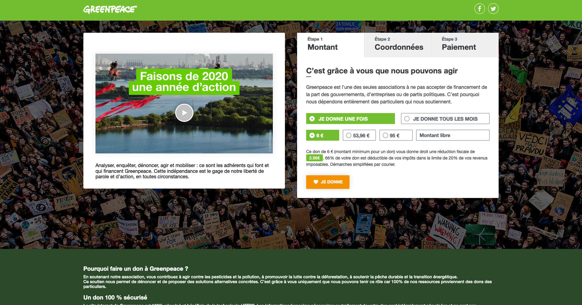 Redesign de la page de don de Greenpeace