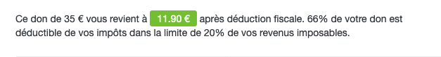 Zoom sur l’incitation récompense du formulaire de la page de don de Greenpeace