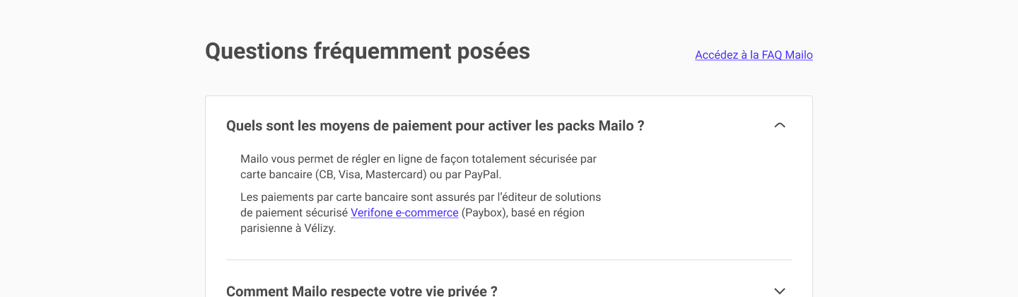 Proposition graphique de la zone d'accueil de la page de création d'un compte Mailo